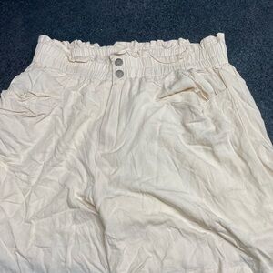 Cream Paperbag Waist Shorts